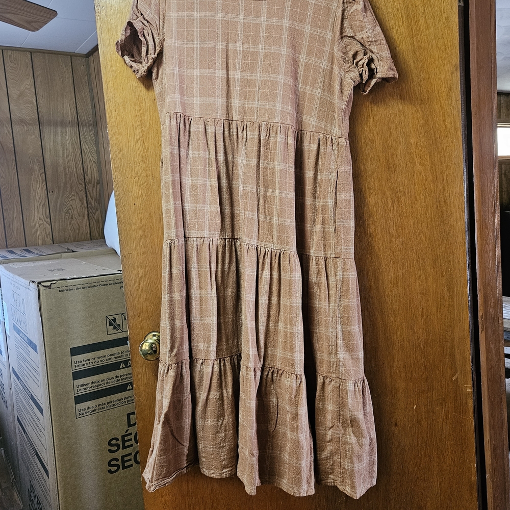 Girls' Brown Plaid Dress